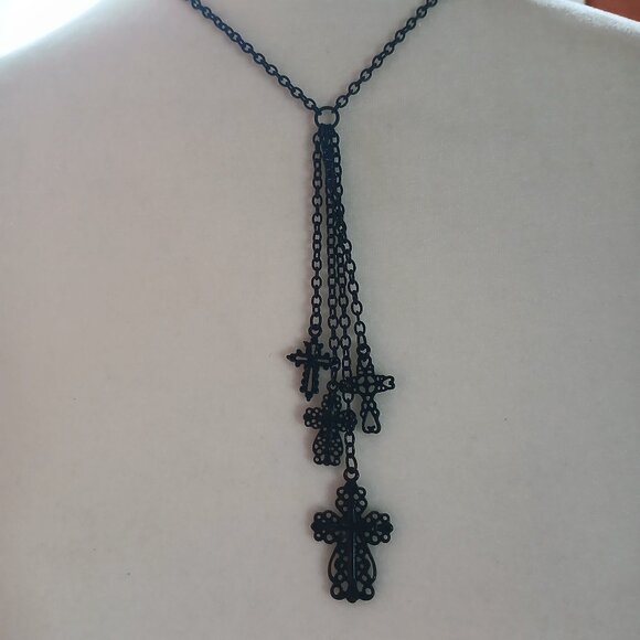 Gothic Crosses Pendant Vampire Halloween Necklace - Picture 1 of 2